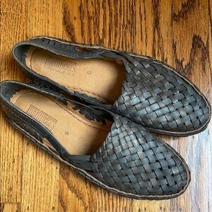 Women's Woven Leather Loafers - Black